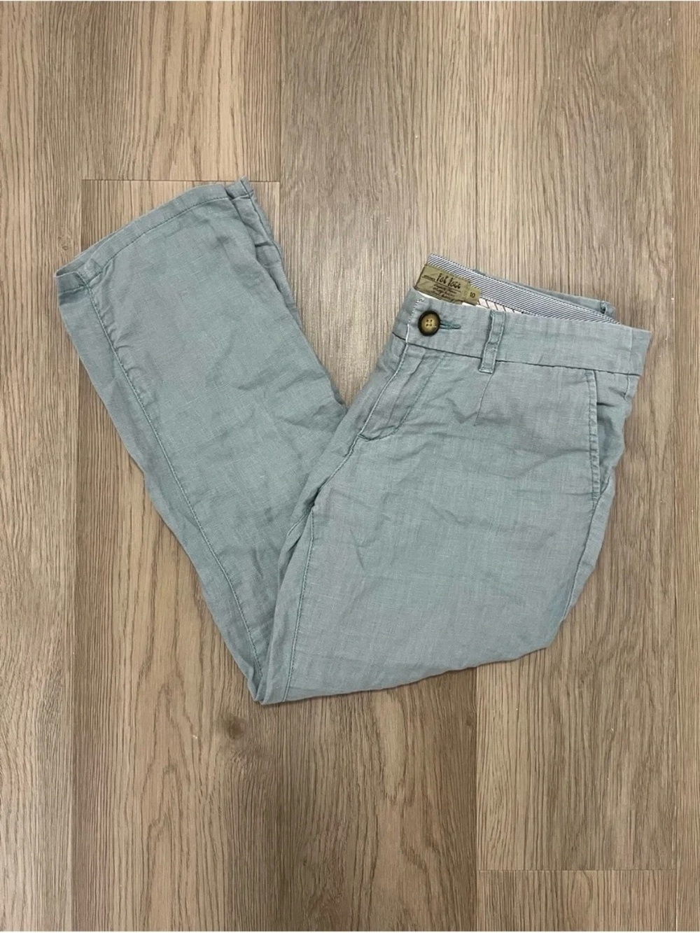 Fat Face Dusty Blue 100% Linen Cropped Pants Women’s Size 10 Coastal Casual